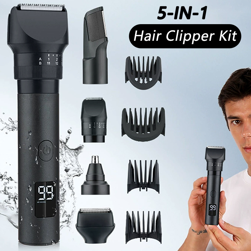 Mens Grooming Barber - ماكينة حلاقة الشعر اللاسلكية 5 في