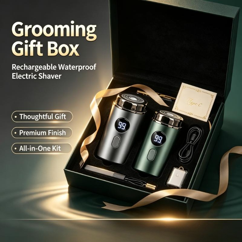 Men'S Grooming Gift Box - ماكينة حلاقة كهربائية قابلة لإعادة الشحن