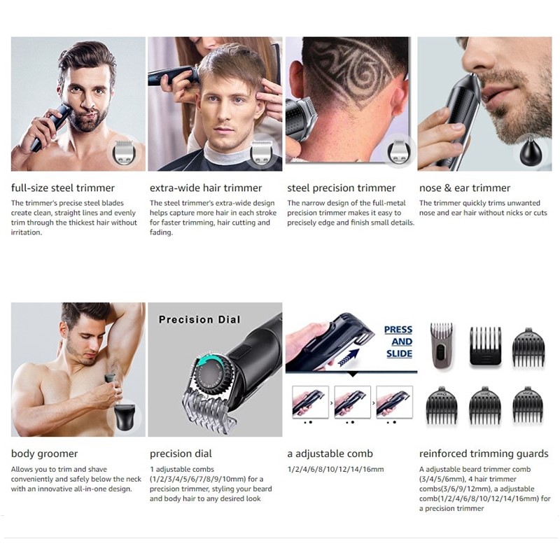 الكل في واحد الشعر المتقلب للر - مراجعة Quality Men'S Grooming Kit وسعره
